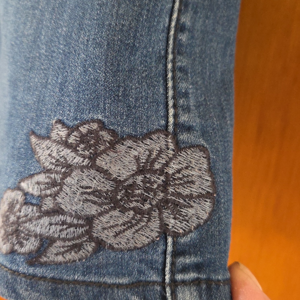 Christopher & Banks Blue Denim Skorts with Floral Embroidery - Picture 3 of 8